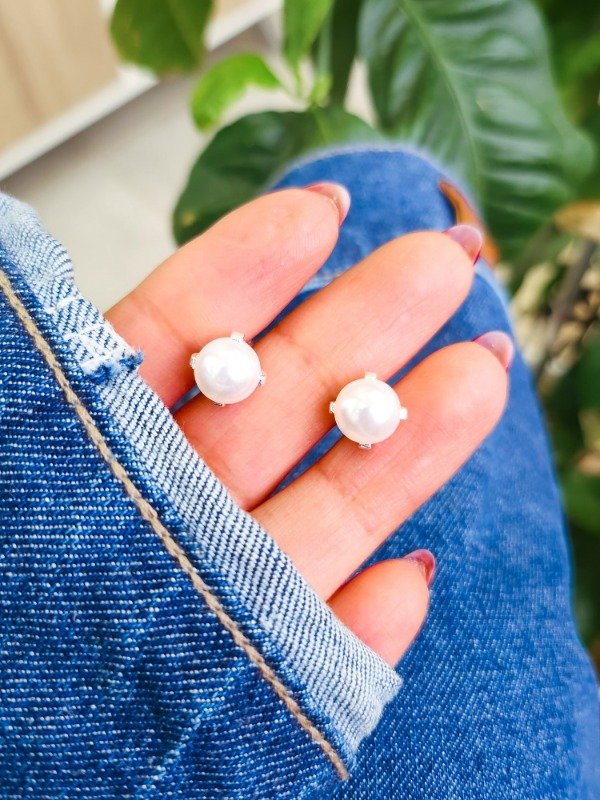 Producto - Aros Perlas blanco 8mm engarzado PL