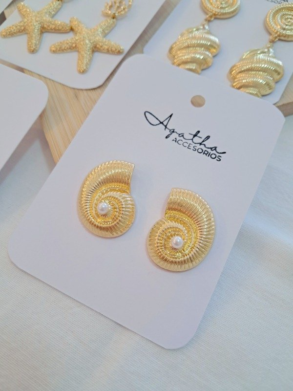 Producto - Aros caracol con perla