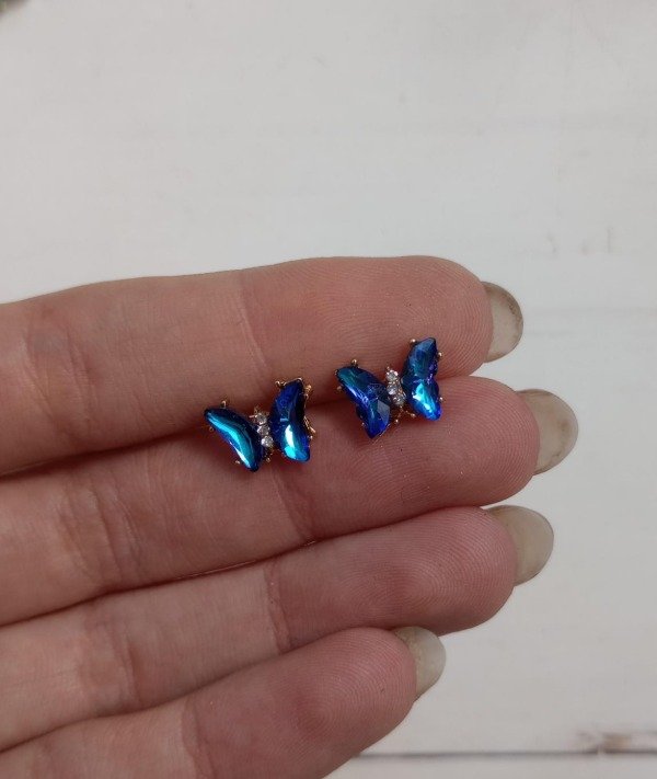 Producto - Aros Mariposas Dorados - Azules