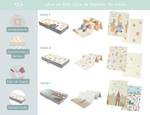 Producto - BT-104 ALFOMBRA PLEGABLE ANTIGOLPES INFANTIL REVERSIBLE