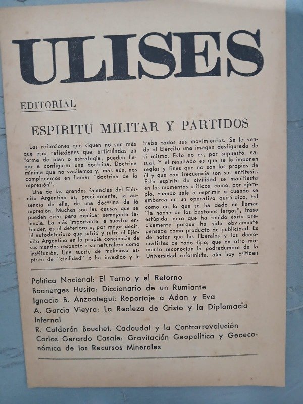 Producto - REVISTA ULISES  ESPIRITU MILITAR Y PARTIDOS