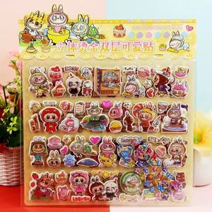 Producto - Set x 2 Planchas grandes stickers labubu