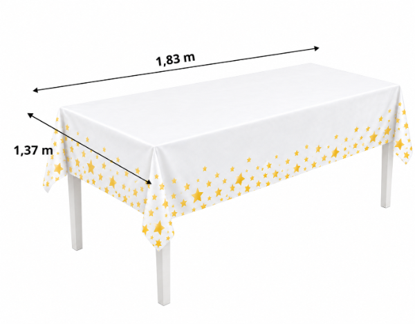 Producto - Mantel Metalizado Descartable Blanco / Estrellas Doradas - 2