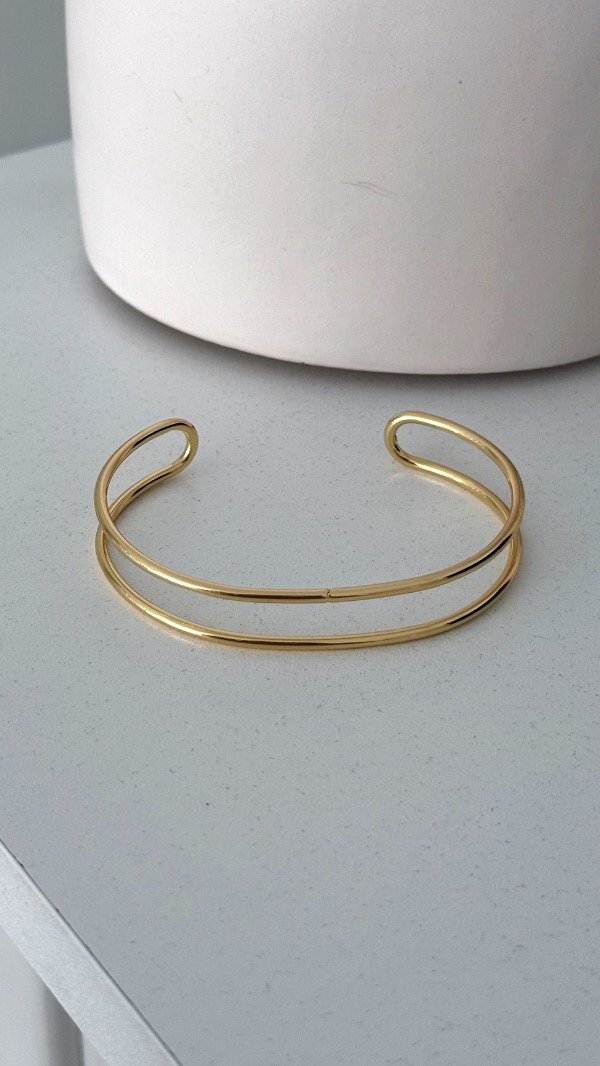 Producto - Pulsera brazalete doble fino dorado FANTASÍA - 0