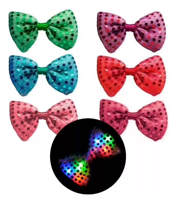 Producto - Moño lentejuela con luz x1 u.