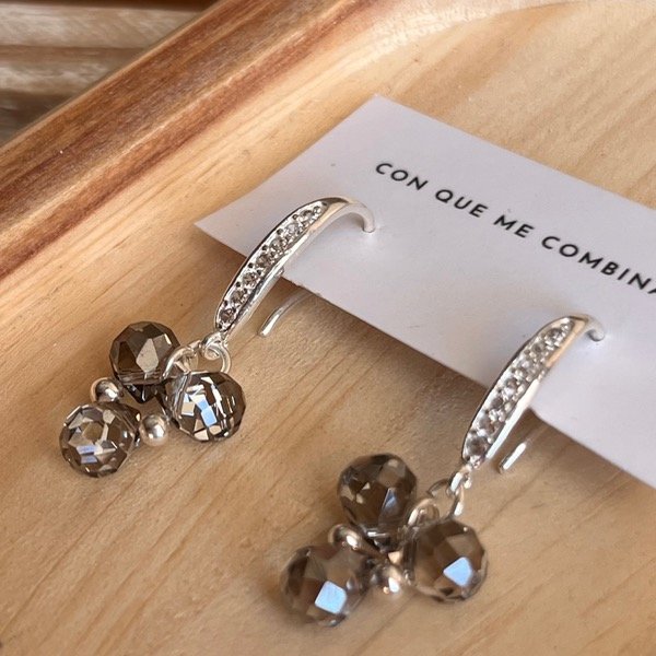 Producto - Aros Racimo  Cristal Humo (plata)