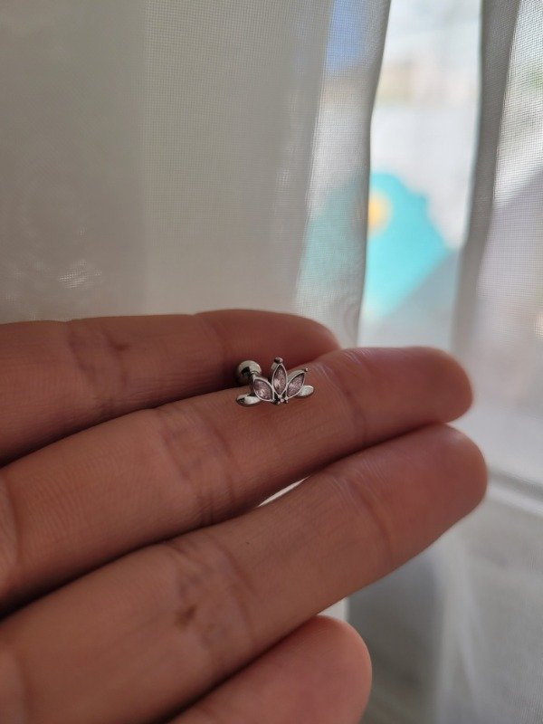 Producto - Piercing hélix media flor strass rosa AQ