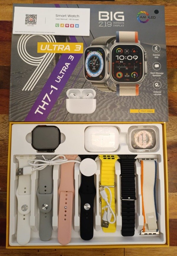 Producto - Smartwatch ULTRA 3 + auriculares bluetooth + 7 mallas
