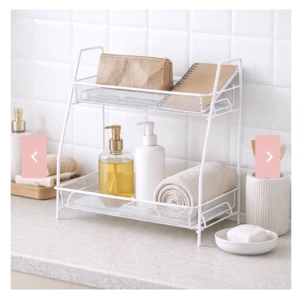 Producto - Repisa 2 pisos en hierro blanco