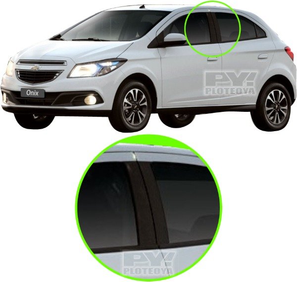 Producto - Calcos Parantes Chevrolet Onix Negro Mate Listo - Ploteoya