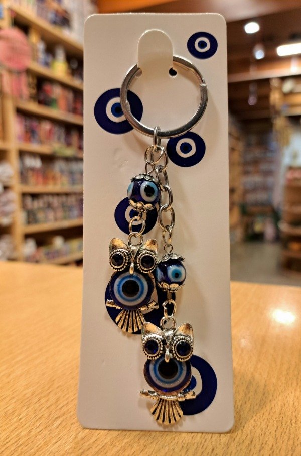 Producto - Llavero de Metal 2 Buhos con ojo turco