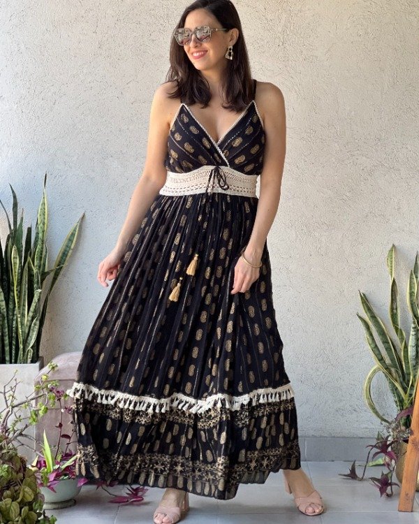 Producto - Solero Lupe de Algodón Línea Gold Negro M al XL