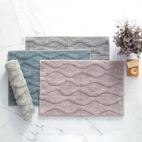 Producto - Alfombra jacquard Path 100 algodón gris medio