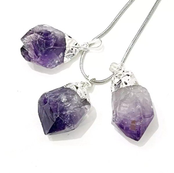 Producto - Dije grande pico de amatista en baño de plata