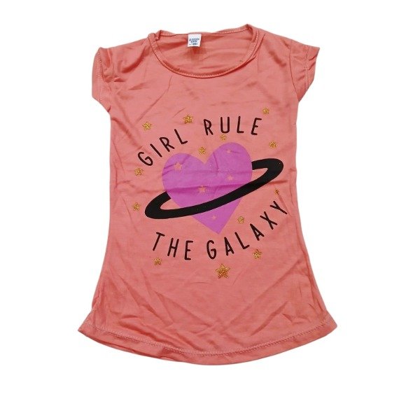Producto - Remera nena "Girl Rule" T8 salmon