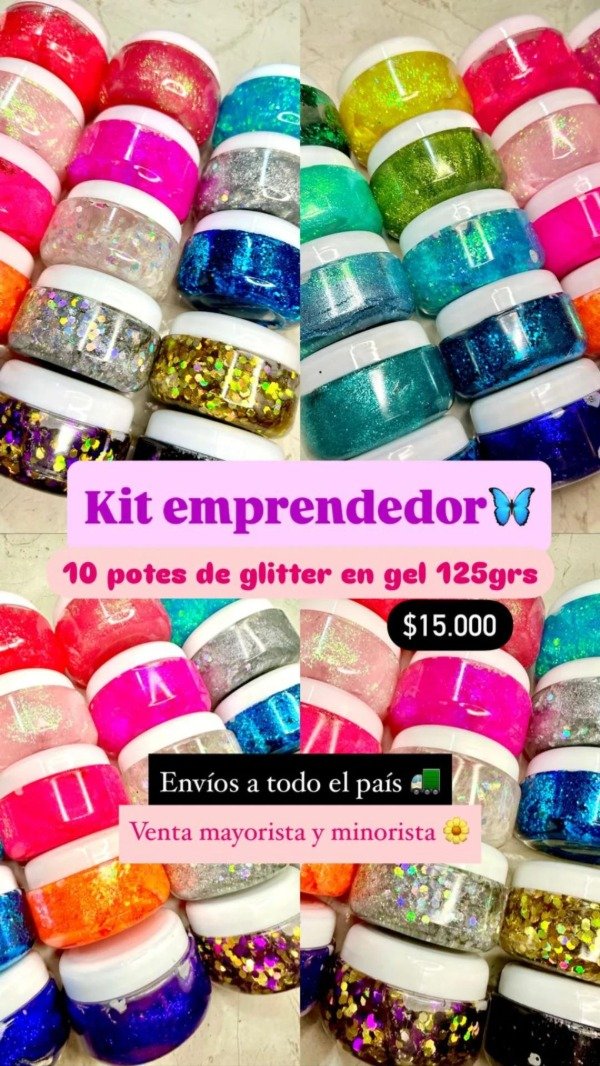Producto - Combo 10 potes de glitter en gel