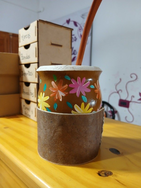 Producto - Mate de calabaza "FLORCITAS SILVESTRES" - 2