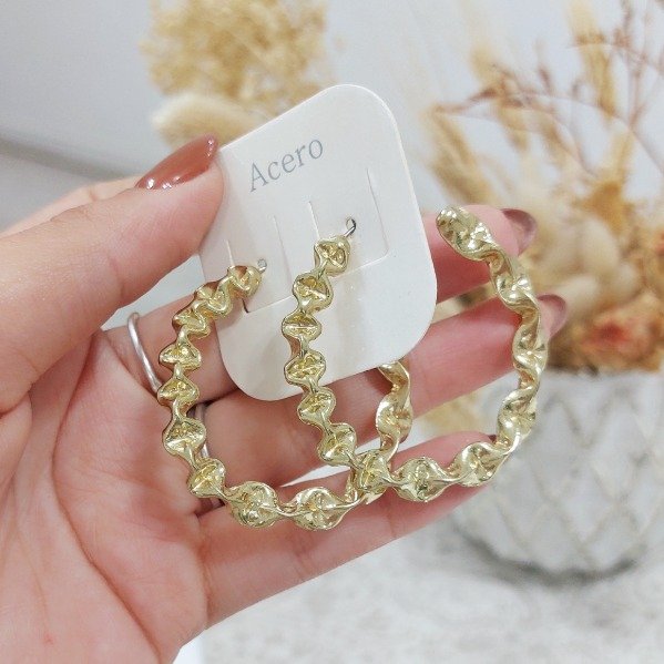 Producto - Aros pasasantes semi argollas relieve