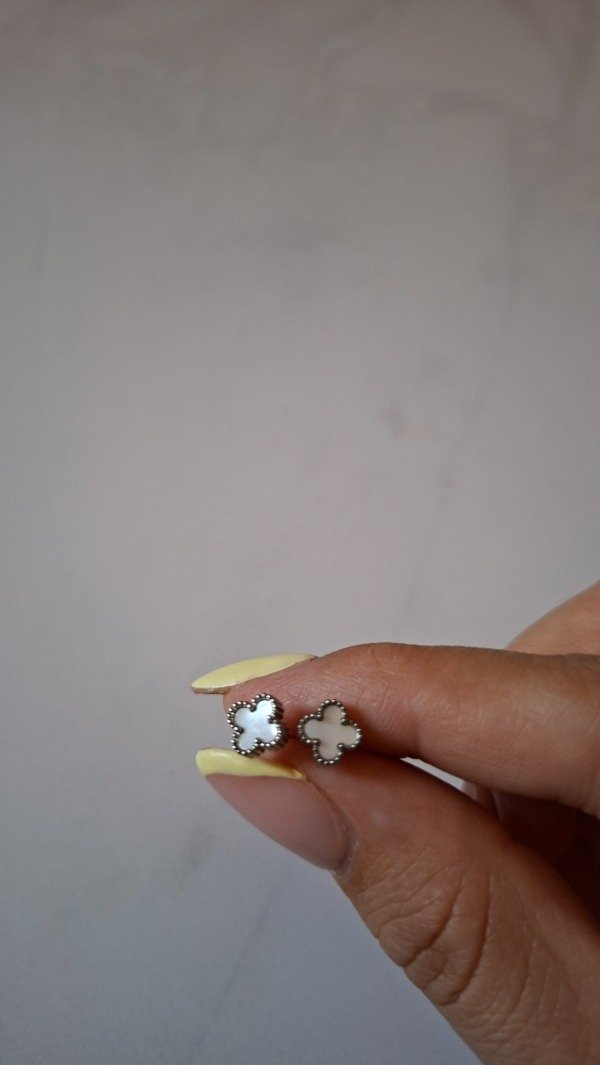 Producto - Aritos de acero quirúrgico piedra blanca