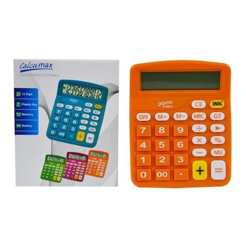 Producto - CALCULADORA 12 DIGITOS COLOR 11X13CM X UNIDAD COLORES SURTIDOS CALCUMAX