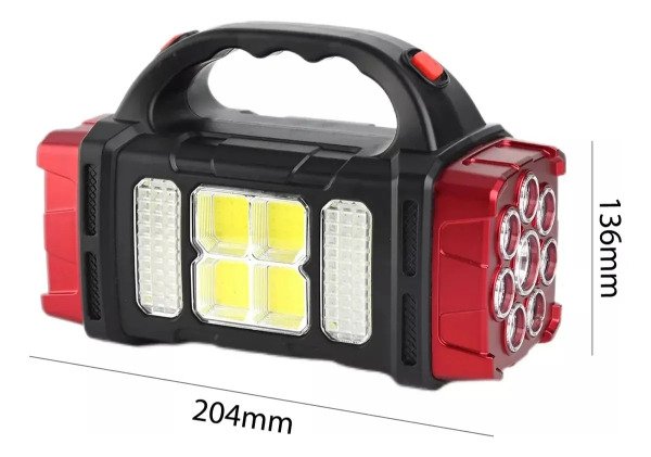 Producto - Linterna de Mano Doble Carga Solar y USB LED + COB HB-1678 - 4
