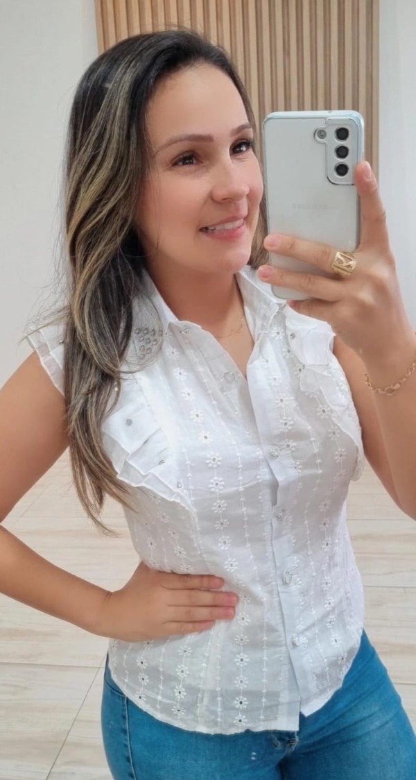 Producto - Camisa broderie con apliques strass importada