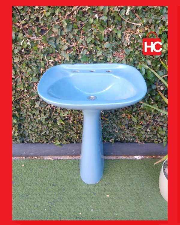 Producto - Lavatorio con pedestal en azul petróleo original