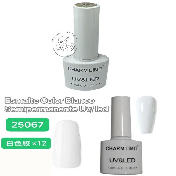 Producto - CAJA X12 Esmalte Color BLANCO Semipermanente Uv/led 25050