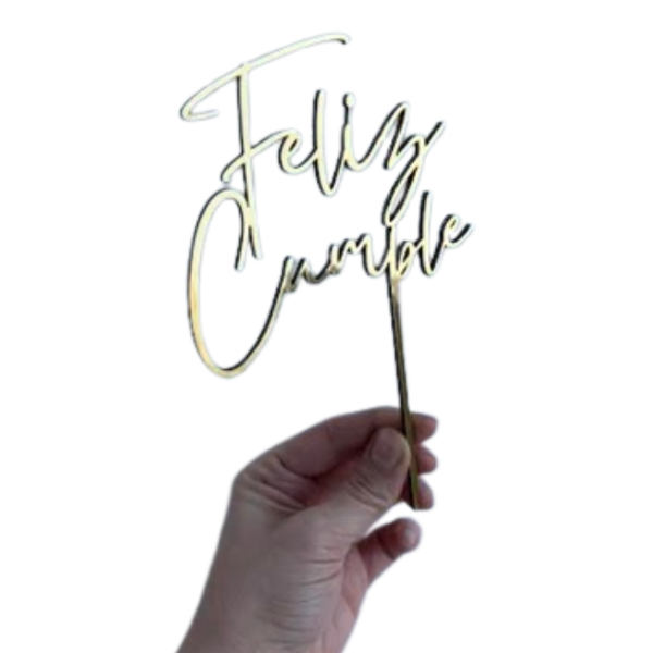Producto - Topper MDF dorado: Feliz cumple