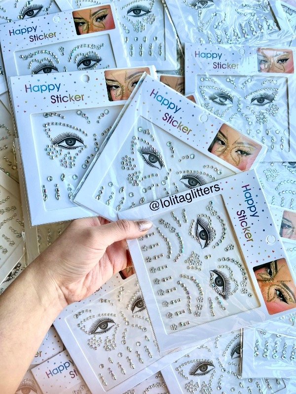 Producto - FACE GEMS PLATEADO TORNASOL X 3