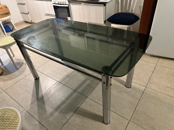 Producto - MESA DE VIDRIO (DET DE USO) 160x80 CON PIE DE CAÑO #11504