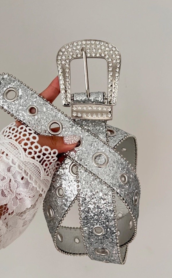 Producto - Cinto kendal con stras plateado