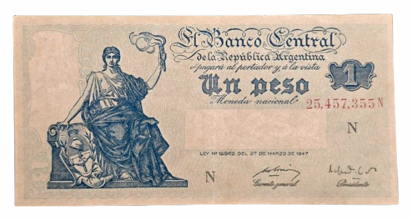 Producto - 1 Peso Serie Progreso (Bosio - Gomez Moralrs) Bott.1841 (1951) VF+