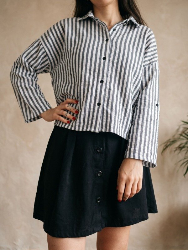 Producto - Camisa Crop Rayas - 0