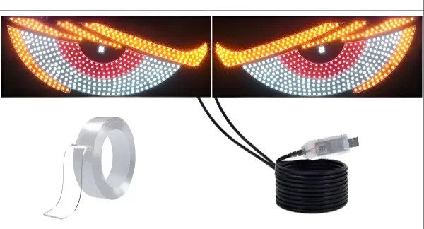 Producto - Accesorio Cartel Led Luz Ojos Parabrisas Luneta Auto Camion 30 cm x 11 cm son 2