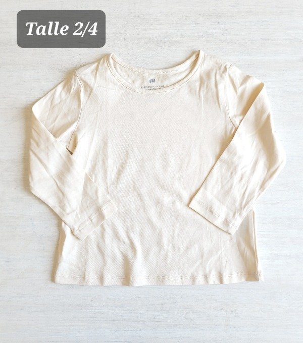 Remera manga larga HyM talle 2/4 manteca