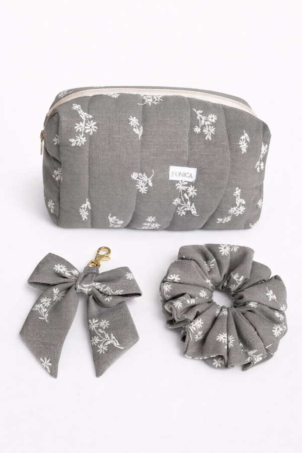 Producto - Neceser Acolchado + Scrunchie + Llavero Mujer Kit Premium