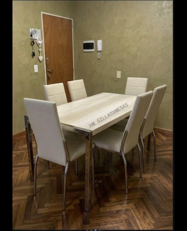 Producto - Mesa Copenhague 1.60x0.80m/ Sillas Sevilla tapizado PREMIUM CROMADO - 1