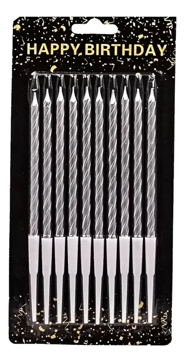 Producto - VELA METALIZADA TORNEADA 13CM 10PCS PLATEADA