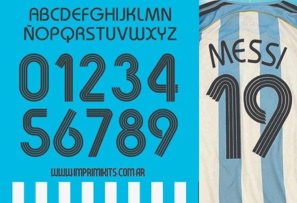 Producto - Tipografia Argentina 2006 Camisetas Mundial 2006 Messi Ttf Dorsal Números