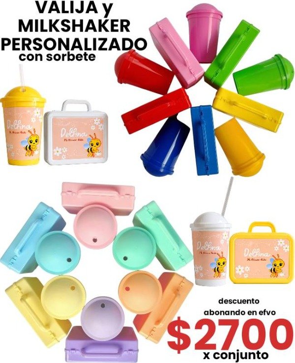 Producto - Set de valija y MILKSHAKER personalizado x 5 unidades