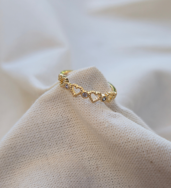 Producto - Anillo corazones delicate ENCHAPADO EN ORO 18K
