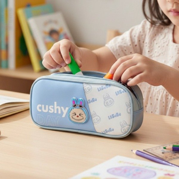 Producto - CARTUCHERA LABUBU RECTANGULAR CON RELIEVE 2 CIERRES 20X10CM - 5