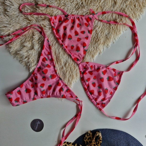 Producto - Bikini estampada para atar amarillo cerezas- talle 100