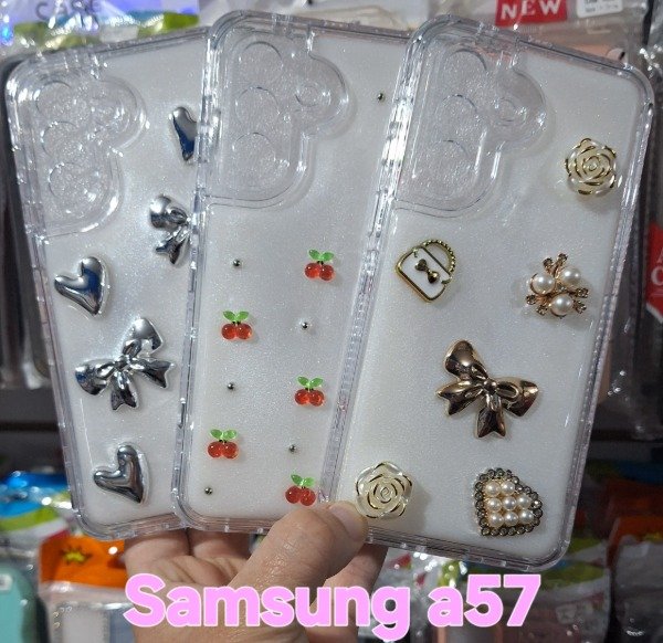 Producto - Fundas reforzadas 360 glitter con charms. Samsung a57