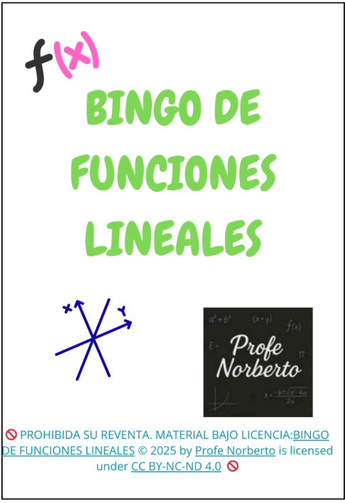 Producto - BINGO DE FUNCIONES LINEALES