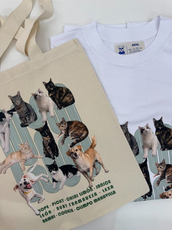 Producto - Combo Remeras + Bolsa lienzo 3-4 MASCOTAS