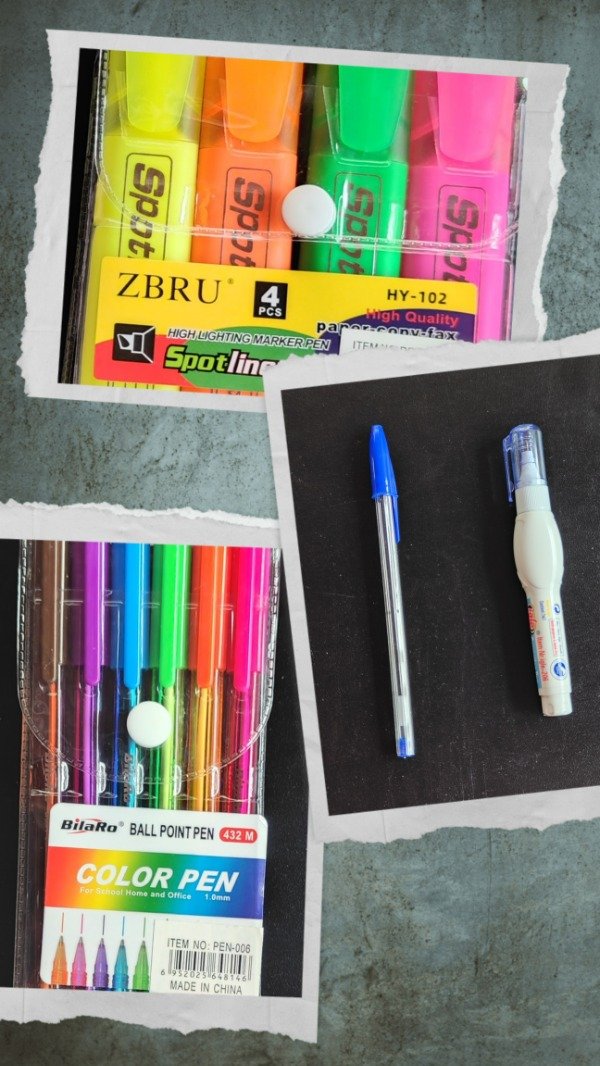 Producto - Combo bolígrafo azul x2, lápiz corrector, resaltadores x4 y lapiceras colores x4 - 0
