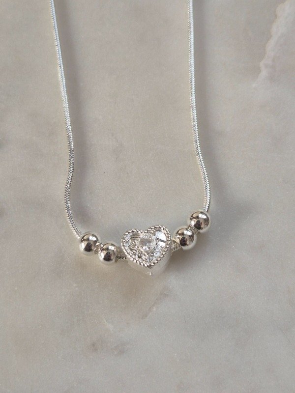 Producto - Collar dije corazón blanco