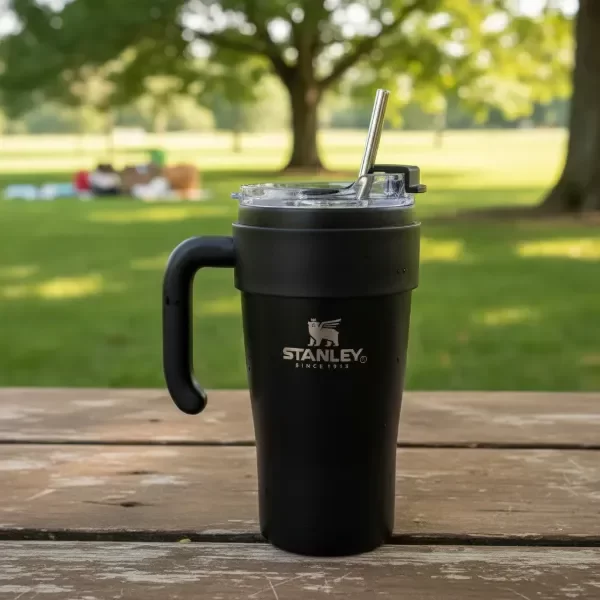 Producto - Vaso Térmico Stanley 900ml Doble Pico Con Manija Tapa y Sorbete Cromado